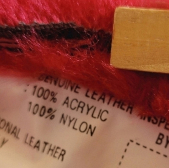 SARA NEW YORK IGL Red Leather Faux Fur Jacket Size 7 X - Picture 7 of 9